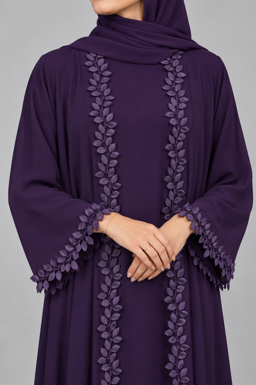 Purple fancy lace abaya