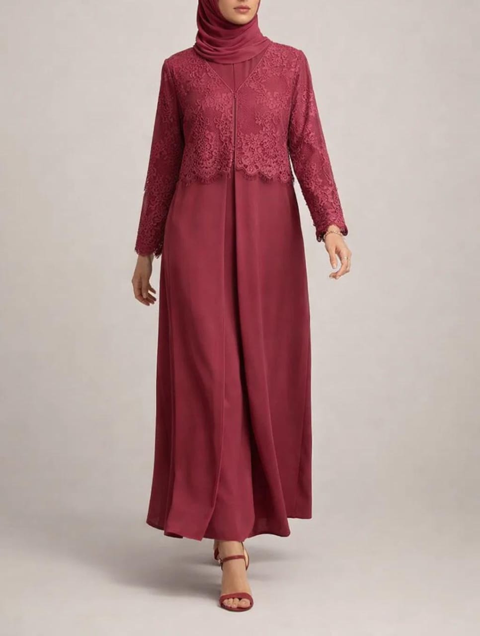 Red Moon Veil Abaya