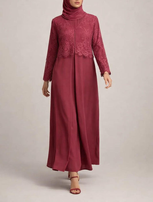 Red Moon Veil Abaya
