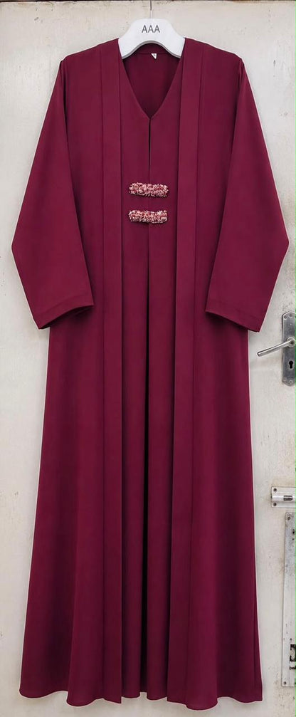 Maroon Barrette Abaya E13S