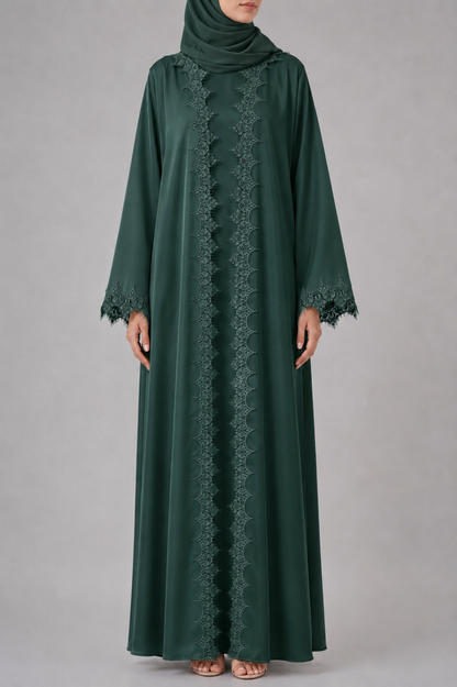 Green fancy lace abaya