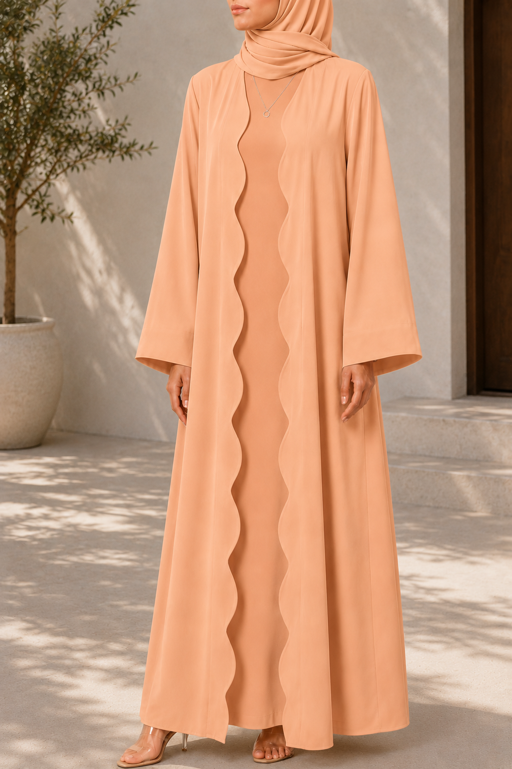 Peach Wave Abaya