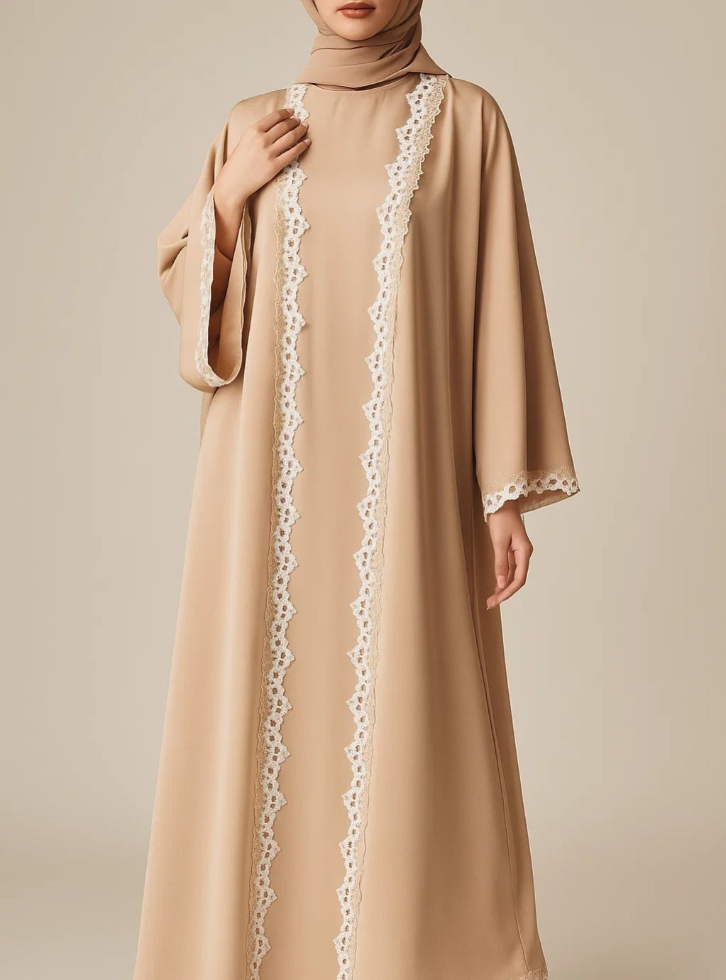 Sand lace abaya