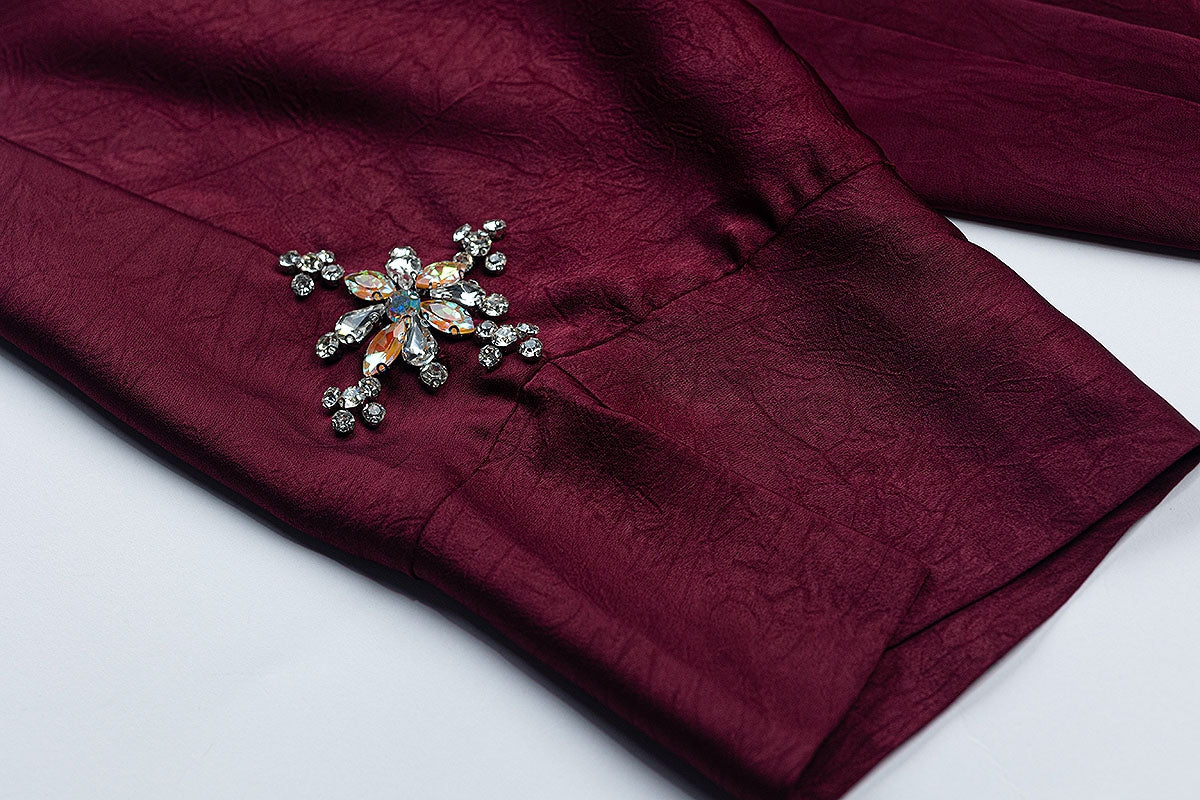 BA6019 Burgundy Solitaire Abaya