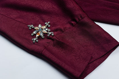 BA6019 Burgundy Solitaire Abaya