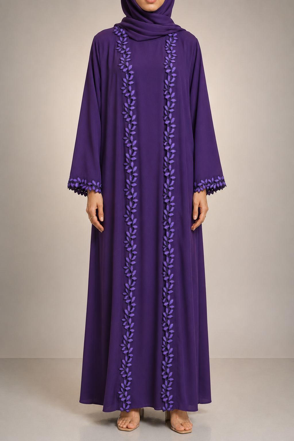 Purple fancy lace abaya