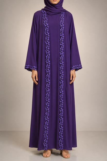 Purple fancy lace abaya