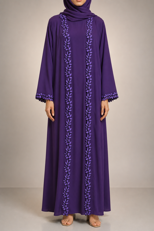 Purple fancy lace abaya