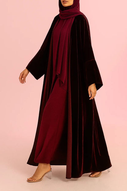 Maroon Velvet Reign Abaya
