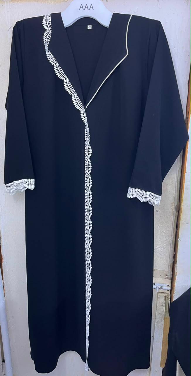 Navy Blue Serrate Lace Abaya E13S