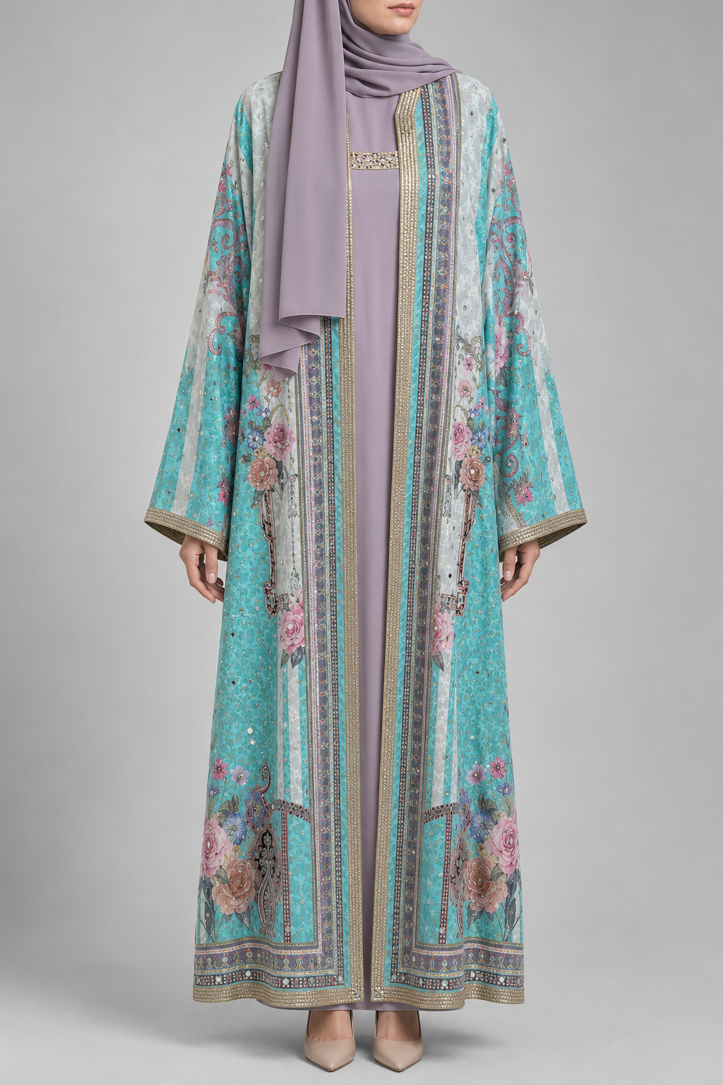 Turquoise Zareen Abaya