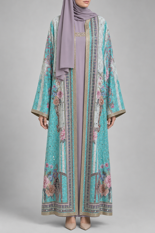 Turquoise Zareen Abaya