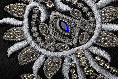 BA4152 Black Silver Baroque Abaya