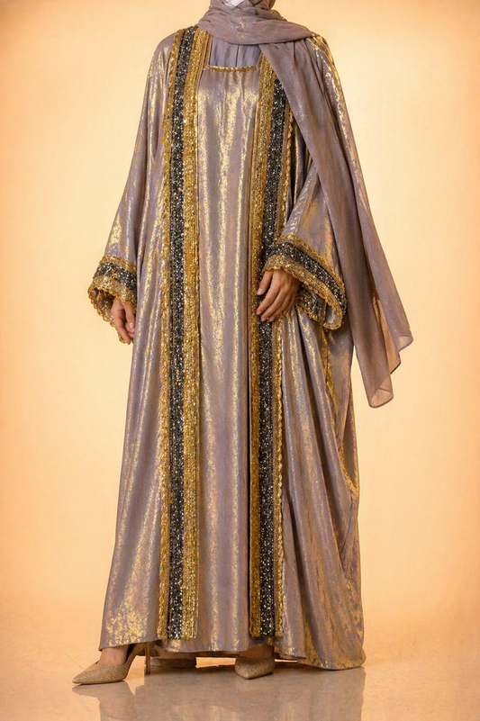 Grey Zeenat Al-Mulk Abaya