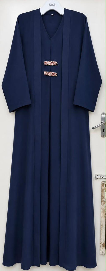 Navy Blue Barrette Abaya E13S