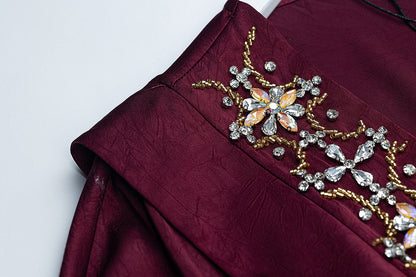 BA6019 Burgundy Solitaire Abaya