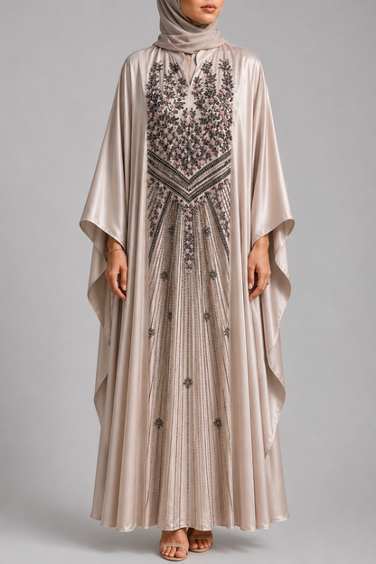 Sand Beige Ameera Abaya 2