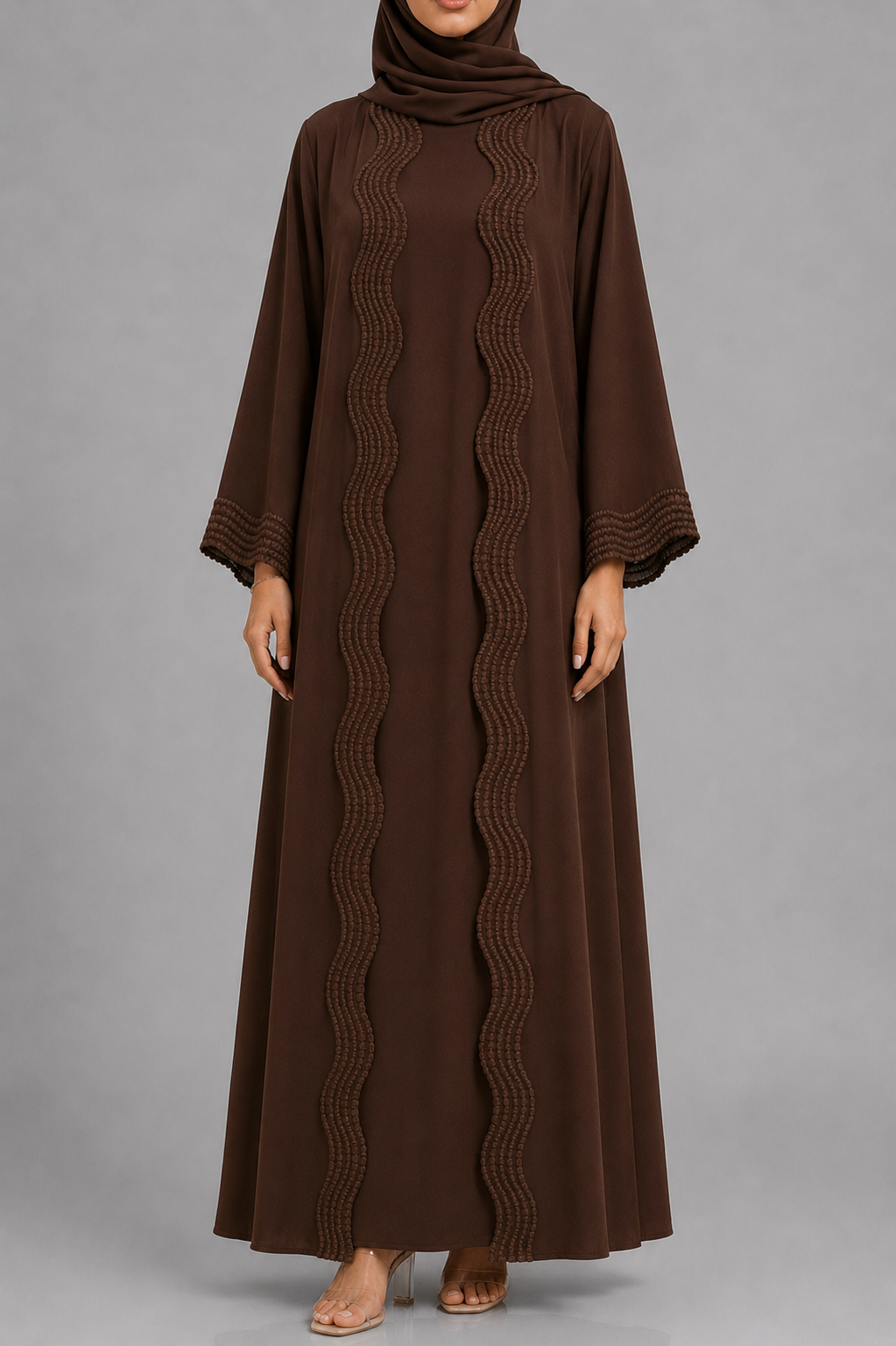 Brown lace abaya