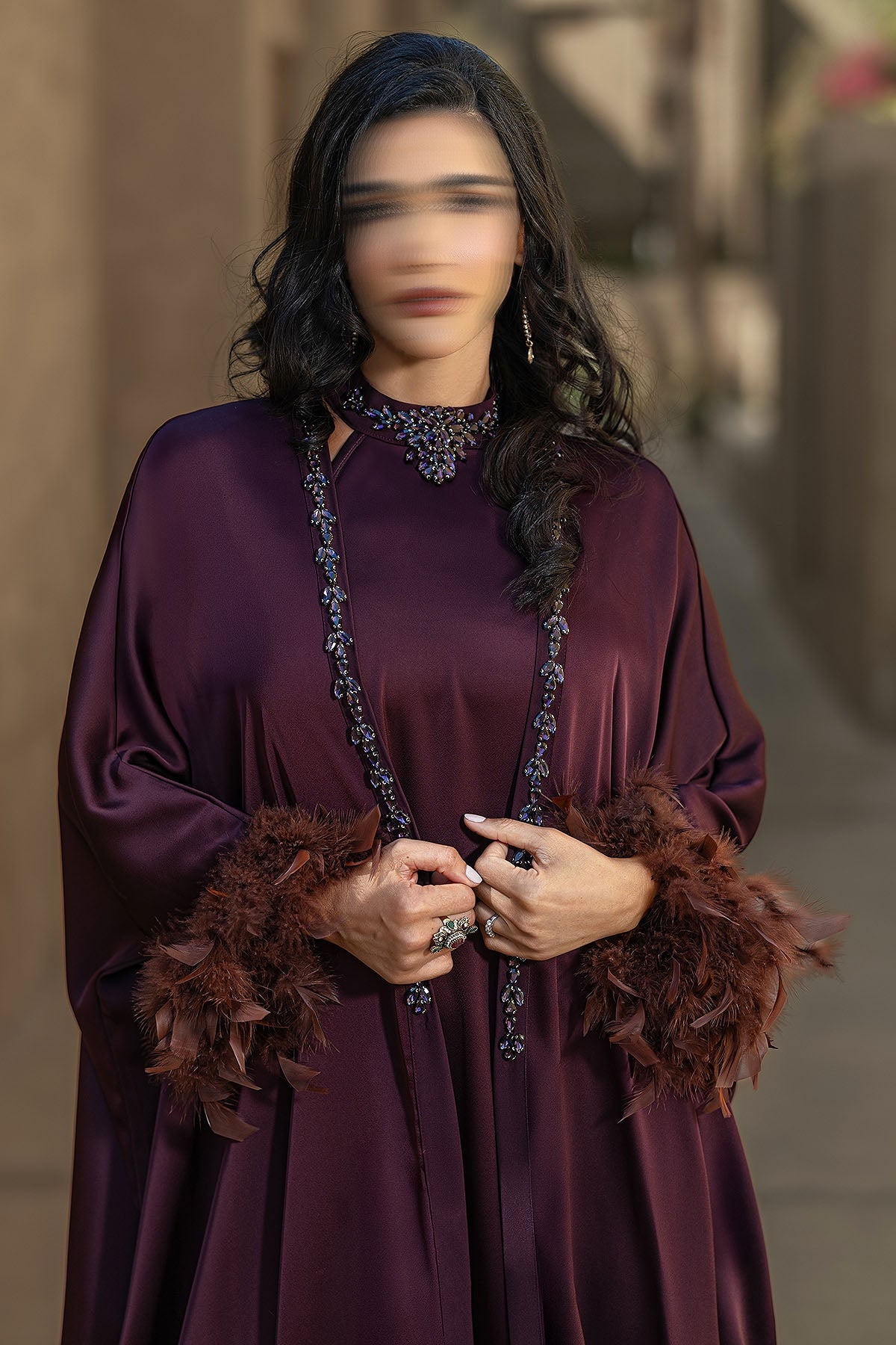 BA5120 Burgundy Seraph Abaya