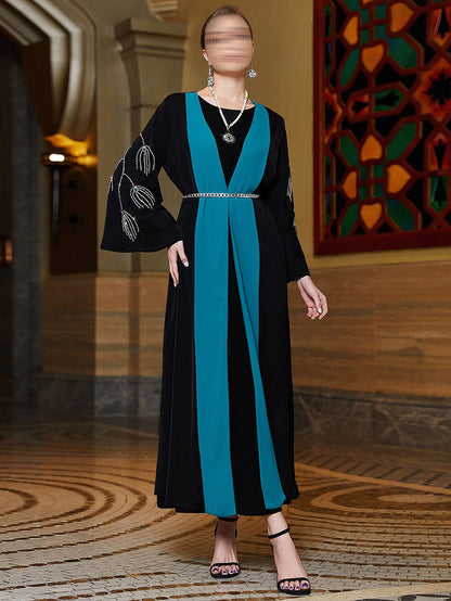 BA3006 Black Cyan Abaya