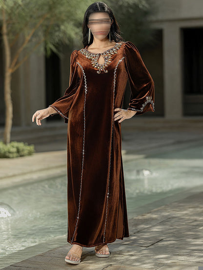 BA6084 Brown Gilded Dress