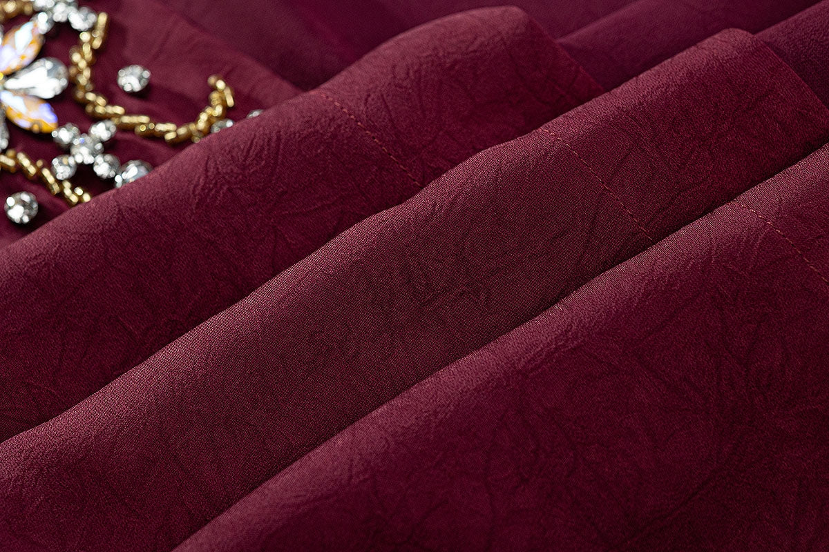 BA6019 Burgundy Solitaire Abaya
