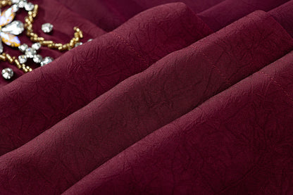 BA6019 Burgundy Solitaire Abaya