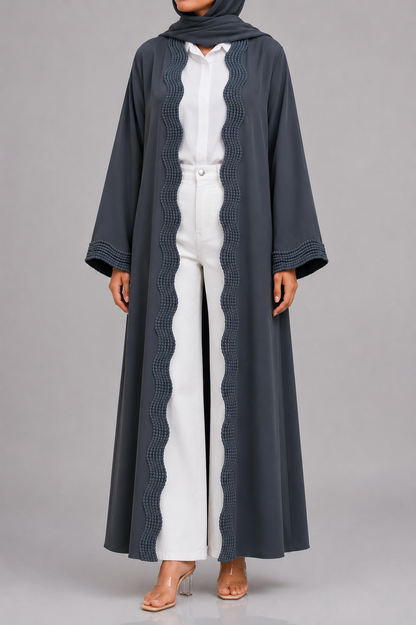 Grey lace abaya (New Edition)