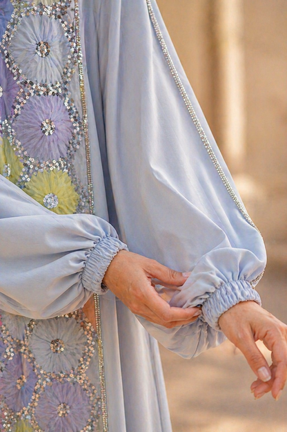 Ice Blue Ward Al Layl Abaya