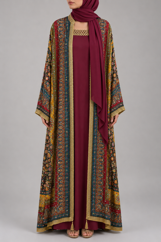 Red Zareen Abaya