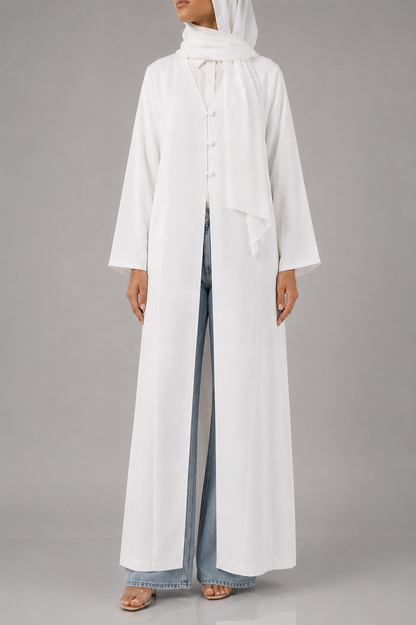 White button abaya