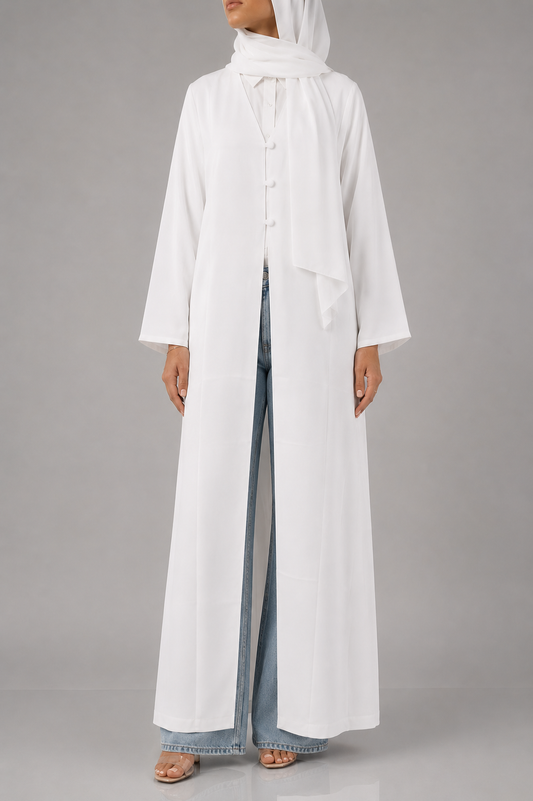 White button abaya