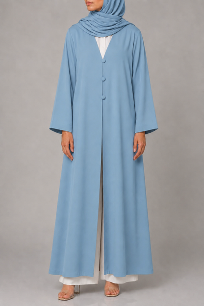 Ice blue button abaya