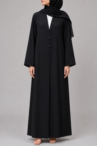 Black button abaya
