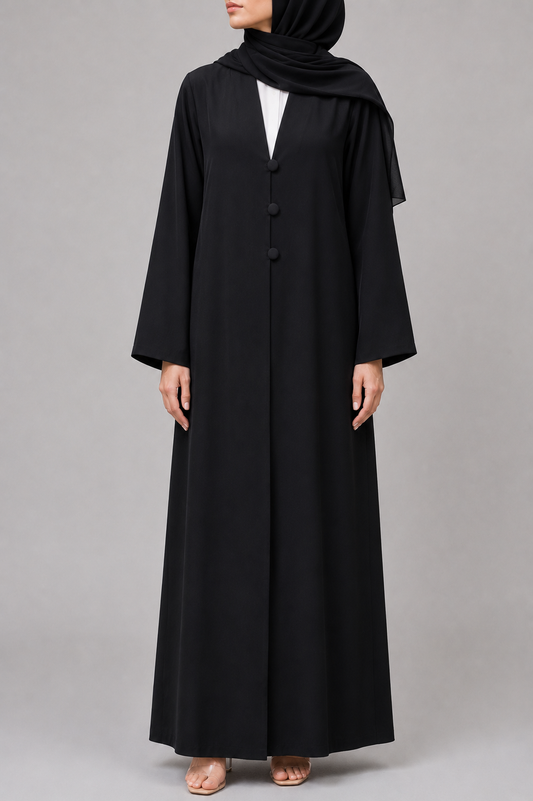 Black button abaya