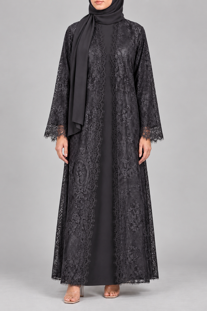 Grey Sheer Abaya