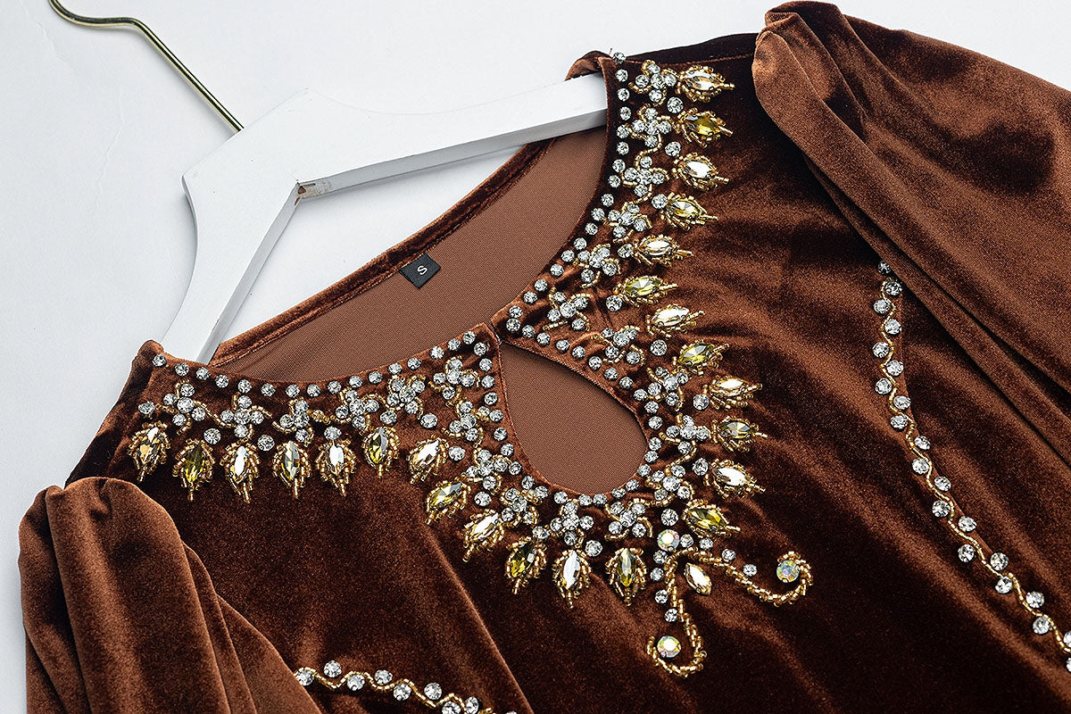 BA6084 Brown Gilded Dress