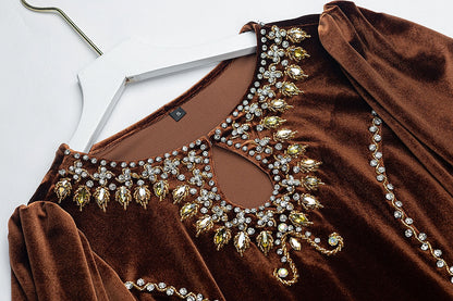 BA6084 Brown Gilded Dress