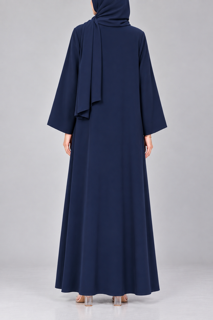 Navy Blue Barrette Abaya E13S