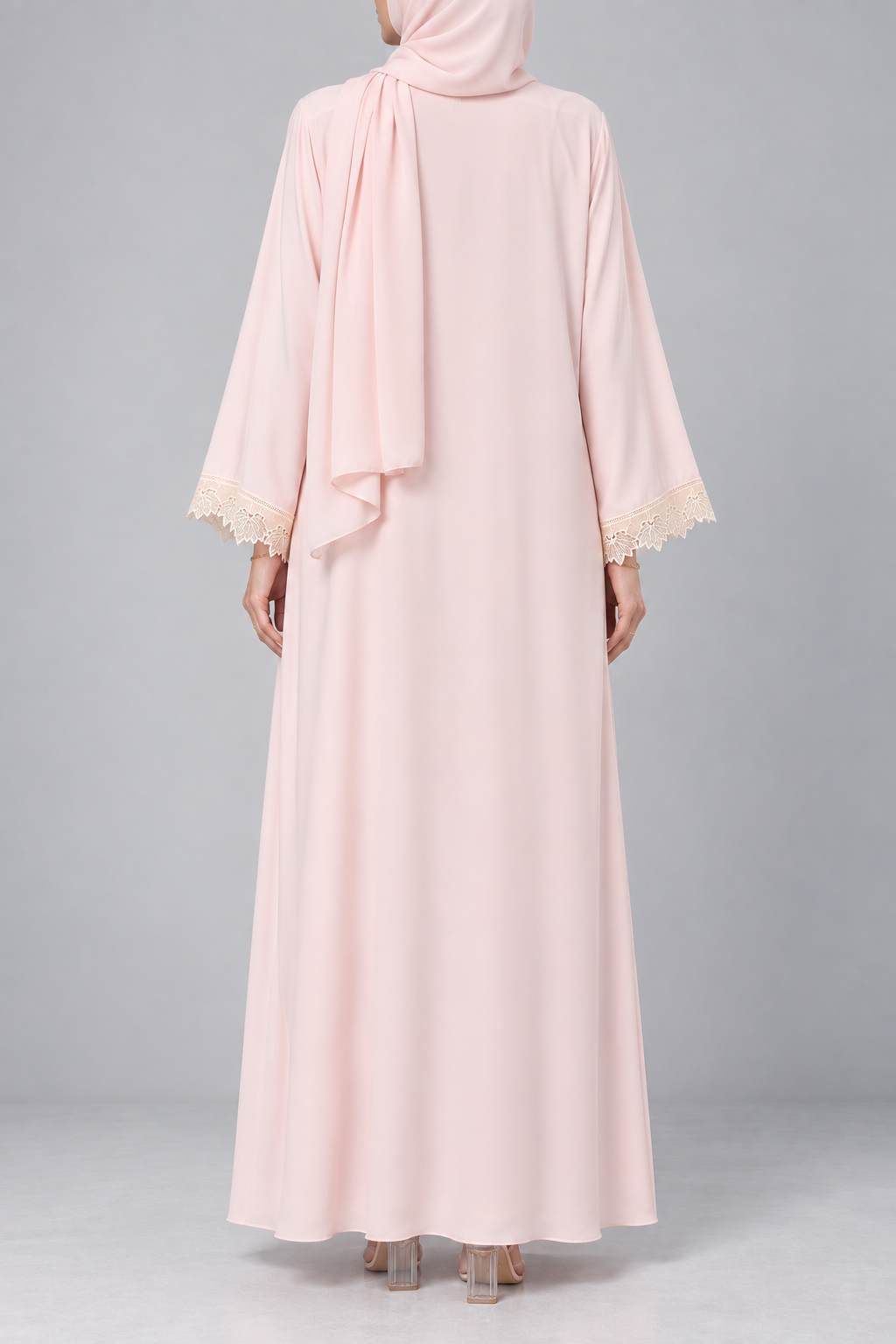 Pink Phyllome Lace Abaya E13S