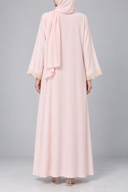 Pink Phyllome Lace Abaya E13S