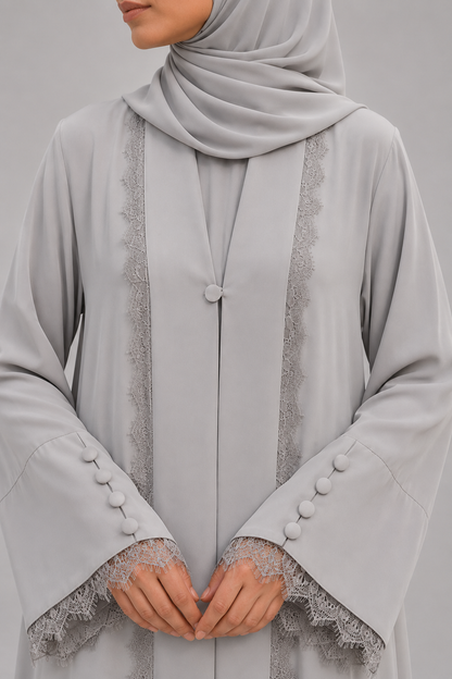 Grey Symphony Lace Abaya