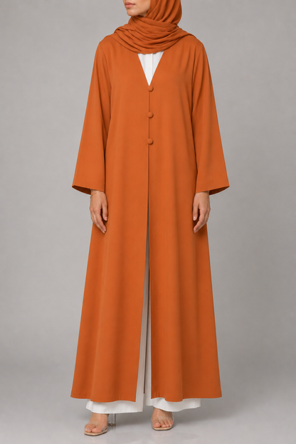Orange button abaya