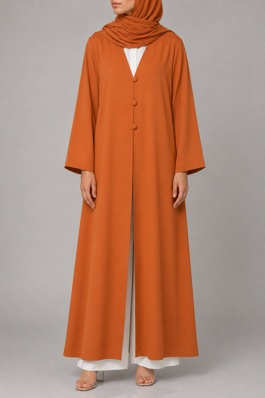 Orange button abaya