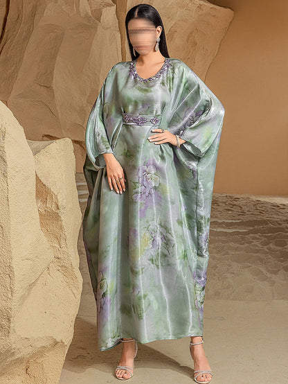 BA5127 Green Wisteria Kaftan