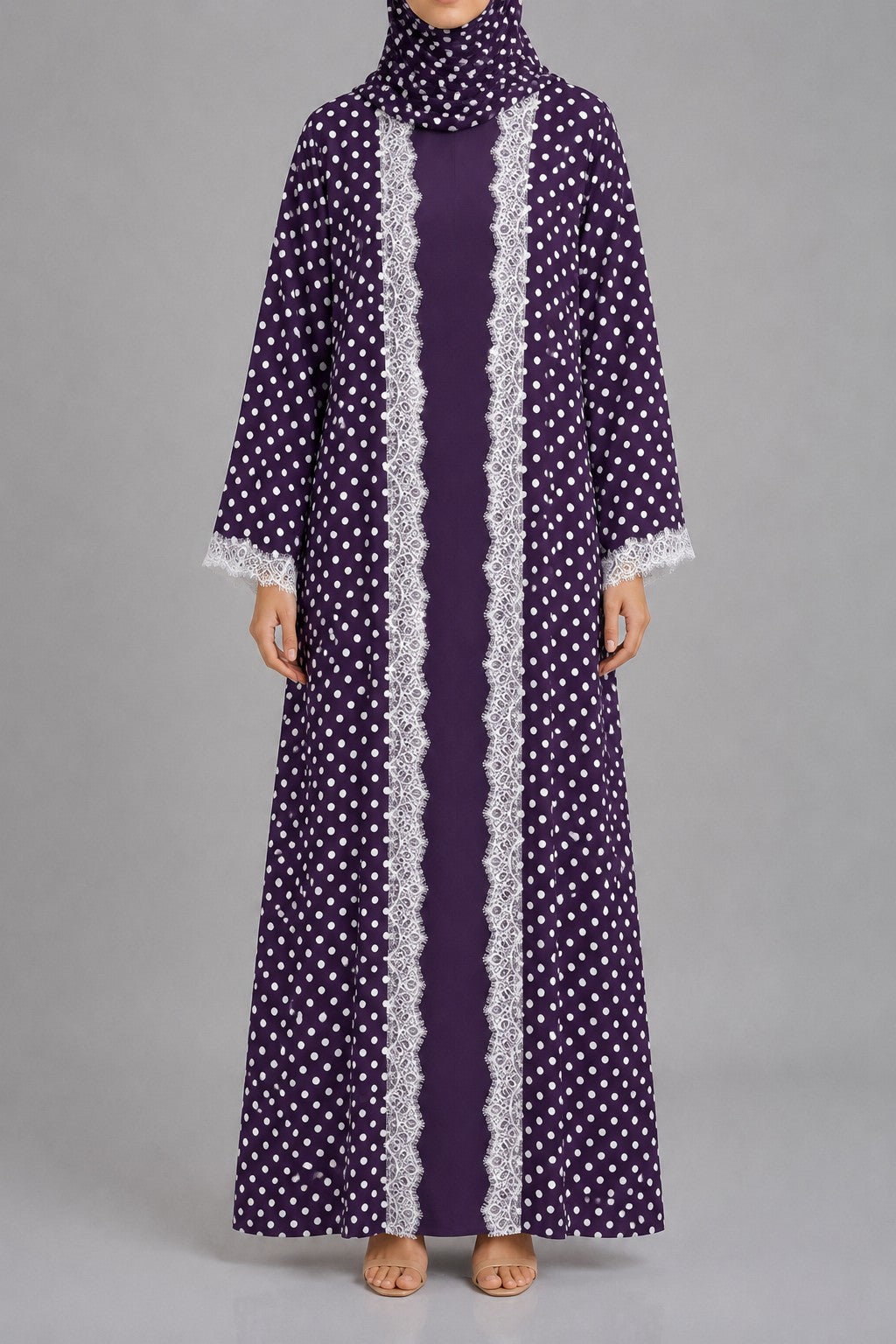 Purple Polka Abaya