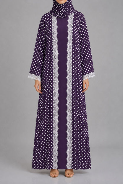 Purple Polka Abaya