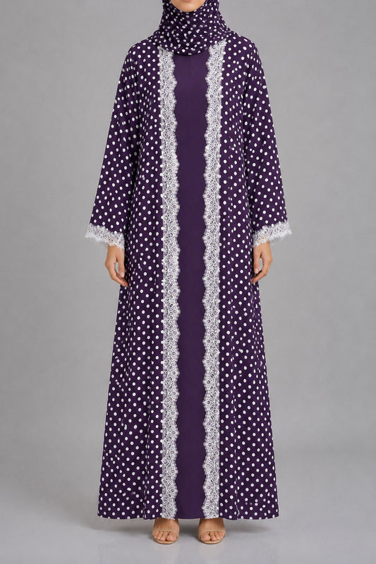 Purple Polka Abaya