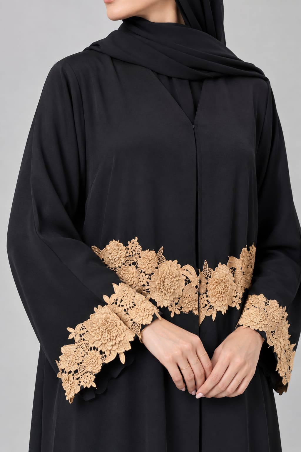 Black Bronze Accent Abaya E13S