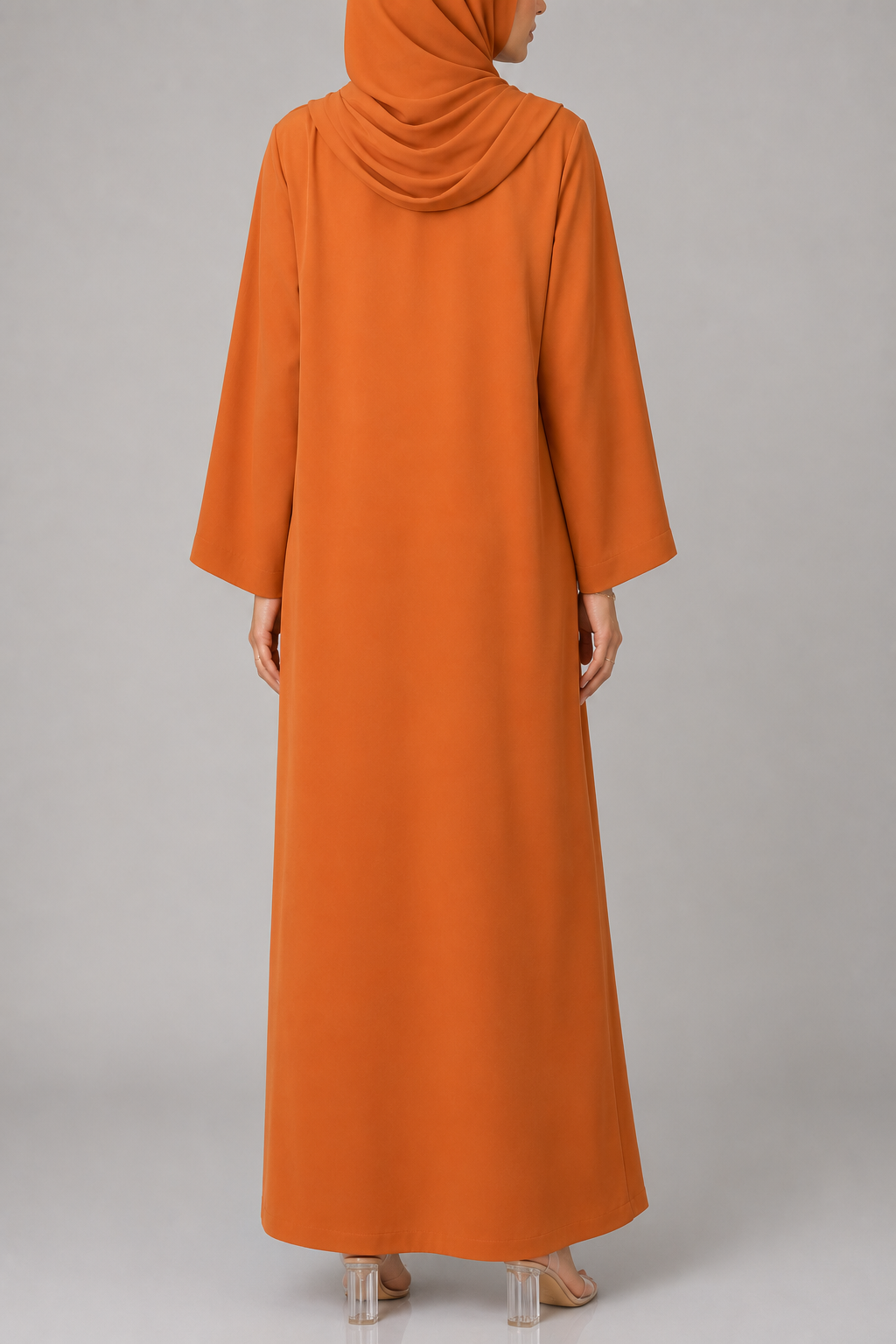 Orange button abaya